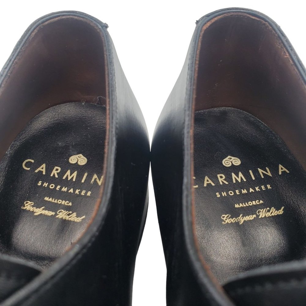 Carmina Shoemaker Luxury Mens 8 Black Calf All-Leather Dress Shoes Derby Oxfords - Picture 11 of 16